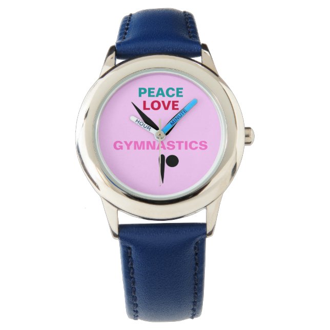 Peace Liebe Gymnastik Kinder verstellbare Blendenü Armbanduhr (Vorderseite)