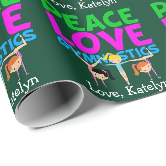 Peace Liebe Gymnastik Niedliches Personalisiertes Geschenkpapier (Rolleneckpunkt)