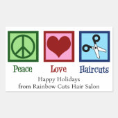 Peace Liebe Haarschnitte Custom Hair Salon Weihnac Rechteckiger Aufkleber (Vorderseite)