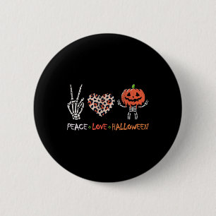 Peace Liebe Halloween Funny Pumpkin Skeleton Leopa Button