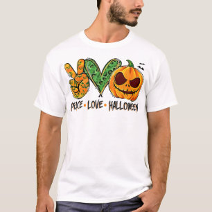 Peace Liebe Halloween Leopard Pumpkin Happy Hallow T-Shirt