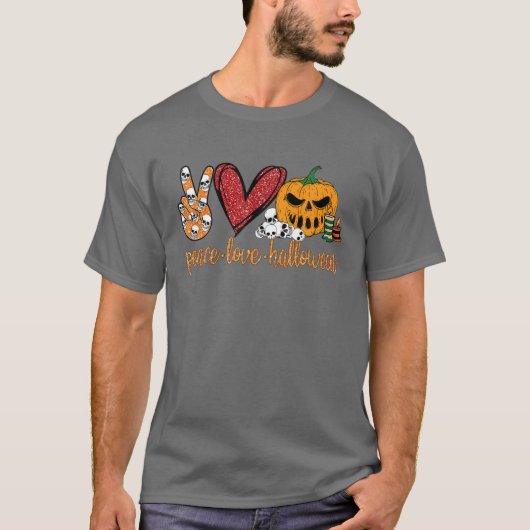 Peace Liebe Halloween Pumpkin T-Shirt (Vorderseite)