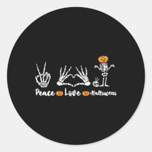 Peace Liebe Halloween Skeleton Hands Funny Hallowe Runder Aufkleber