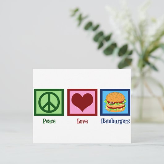 Peace Liebe Hamburgers Postkarte (Stehend Vorderseite)