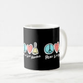Peace Liebe Handbells Design for Ringers T - Shirt Kaffeetasse (VorderseiteRechts)
