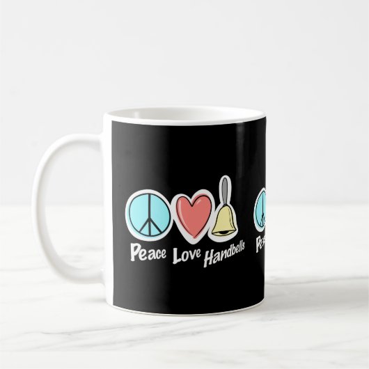 Peace Liebe Handbells Design for Ringers T - Shirt Kaffeetasse (Links)