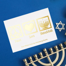 Peace Liebe Hanukkah Custom Elegante