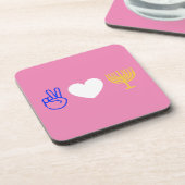 Peace Liebe & Hanukkah Hard Plastic Untersetzer (Linke Seite)