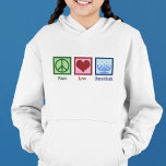 Peace Liebe Hanukkah Kids Hoodie<br><div class="desc">Peace Liebe Hanukkah Kinder heulen für ein jüdisches Kind, das Chanukah gerne feiert. Ein hübsches Friedenszeichen, ein Herz und eine wunderschöne Menorah.</div>