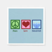Peace Liebe Hanukkah Menorah Niedliches blaues Par Serviette (Vorderseite)