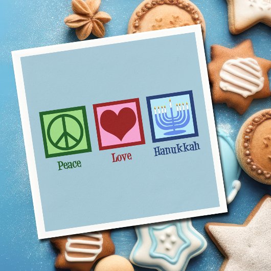 Peace Liebe Hanukkah Menorah Niedliches blaues Par Serviette