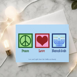 Peace Liebe Hanukkah Niedlich Custom Blue Feiertagskarte