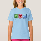 Peace Liebe Hanukkah Niedlich Girl's Blue T-Shirt (Vorderseite)