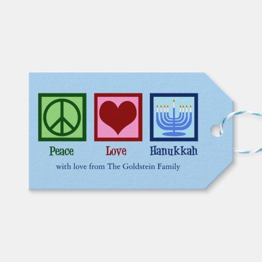 Peace Liebe Hanukkah Niedliches Party Geschenkanhänger (Vorderseite (Horizontal))