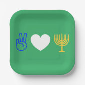 Peace Liebe & Hanukkah Paper Plate Pappteller (Vorderseite)