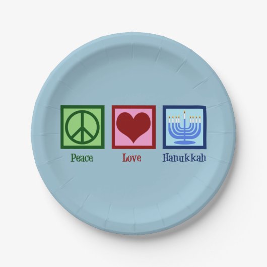 Peace Liebe Hanukkah Pappteller (Vorderseite)