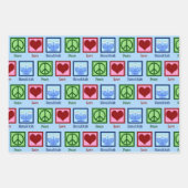 Peace Liebe Hanukkah Pattern Light Blue Chanukah Geschenkpapier Set (Vorderseite)