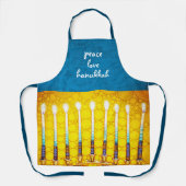 Peace Liebe Hanukkah Script Yellow Menorah Custom Schürze (Vorderseite)