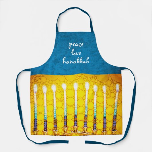 Peace Liebe Hanukkah Script Yellow Menorah Custom Schürze (Vorderseite)
