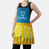 Peace Liebe Hanukkah Script Yellow Menorah Custom Schürze (InSitu)