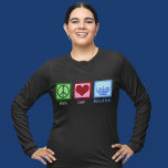 Peace Liebe Hanukkah T-Shirt<br><div class="desc">Die Liebe Hanukkah ist ein Geschenk für einen jüdischen Menschen,  der Chanukah gerne feiert. Ein hübsches Friedenszeichen,  ein Herz und eine wunderschöne Menorah.</div>