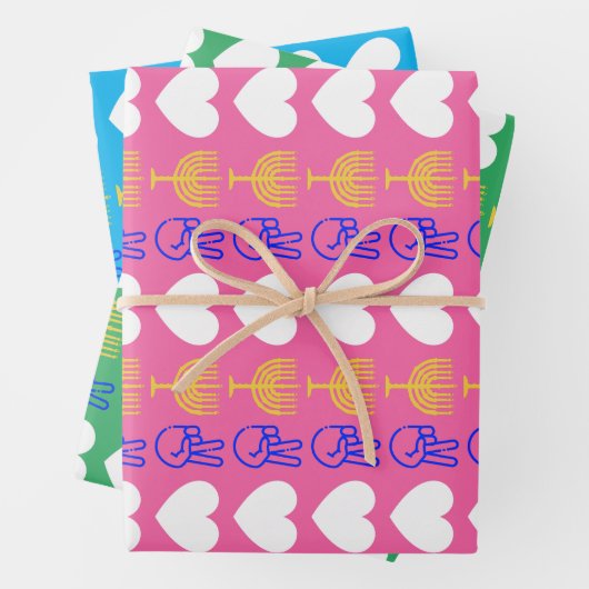 Peace Liebe & Hanukkah Wrapping Paper Flat Sheet Geschenkpapier Set (Beispiel)