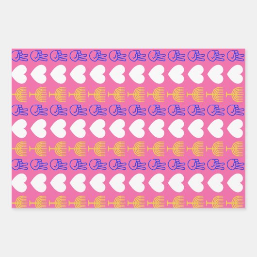 Peace Liebe & Hanukkah Wrapping Paper Flat Sheet Geschenkpapier Set (Vorderseite)