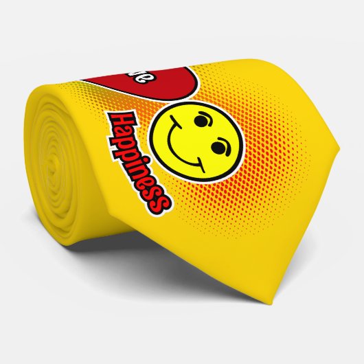 Peace Liebe Happiness Symbols mit Name auf YELLOW Krawatte (Gerollt)