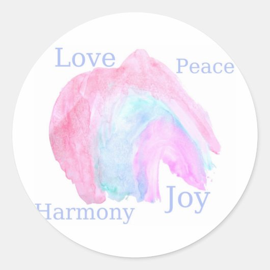 Peace Liebe Harmony Joy Runder Aufkleber (Vorderseite)