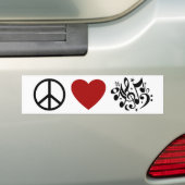 Peace Liebe Harmony Red Heart Black Musical Notes Autoaufkleber (Auf Auto)