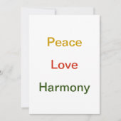 Peace Liebe Harmony Rot grün Feiertagskarte (Vorderseite)