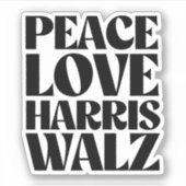 Peace Liebe Harris Walz Aufkleber (Vorderseite)