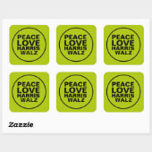 PEACE LIEBE HARRIS WALZ Neon Green Quadratischer Aufkleber (Blatt)