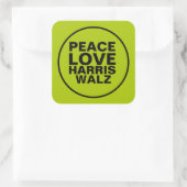 PEACE LIEBE HARRIS WALZ Neon Green Quadratischer Aufkleber (Tasche)