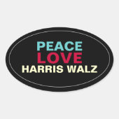 PEACE LIEBE HARRIS WALZ Oval Aufkleber (Vorderseite)