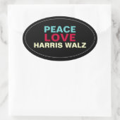 PEACE LIEBE HARRIS WALZ Oval Aufkleber (Tasche)
