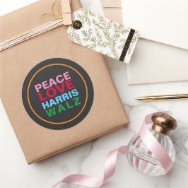 PEACE LIEBE HARRIS WALZ Rosa Blau Runder Aufkleber
