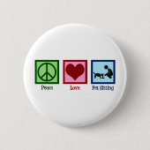 Peace Liebe Haustier Sitzender Hundewanderdienst Button (Vorderseite)