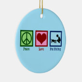 Peace Liebe Haustier Sitzender Hundewanderdienst Keramik Ornament (Rechts)