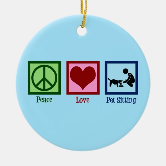 Peace Liebe Haustier Sitzender Hundewanderdienst Keramik Ornament (Vorne)