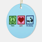 Peace Liebe Haustier Sitzender Hundewanderdienst Keramik Ornament (Links)