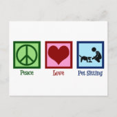 Peace Liebe Haustier Sitzender Hundewanderdienst Postkarte (Vorderseite)