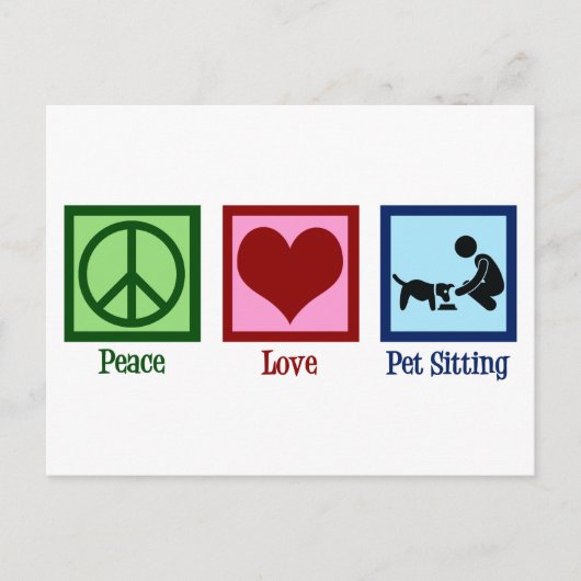 Peace Liebe Haustier Sitzender Hundewanderdienst Postkarte (Vorderseite)