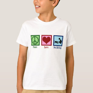 Peace Liebe Haustier Sitzender Hundewanderdienst T-Shirt