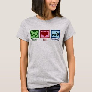 Peace Liebe Haustier Sitzender Hundewanderdienst T-Shirt