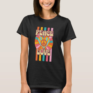 Peace Liebe Heart Retro 70er 80er Hippie Costume V T-Shirt