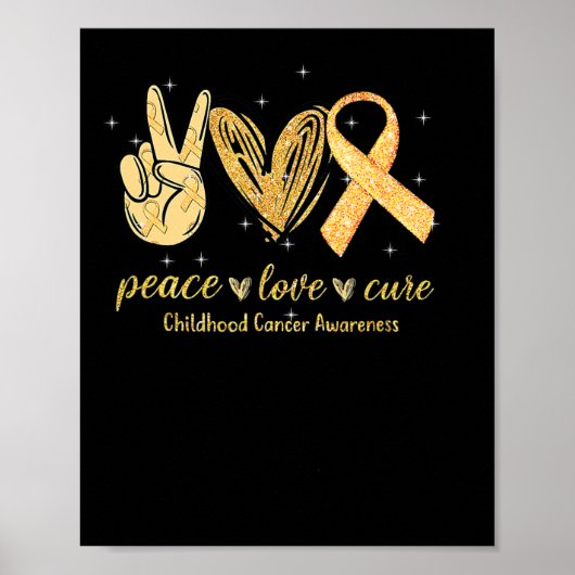 Peace Liebe heilen Kinderkrebs-Bewusstsein Gold Ri Poster (Vorne)