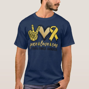 Peace Liebe heilen Kinderkrebs-Bewusstsein Gold T-Shirt