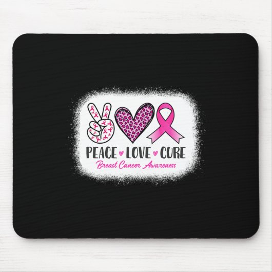 Peace Liebe Heilen Leoparden Brustkrebs Bewusstsei Mousepad (Vorne)