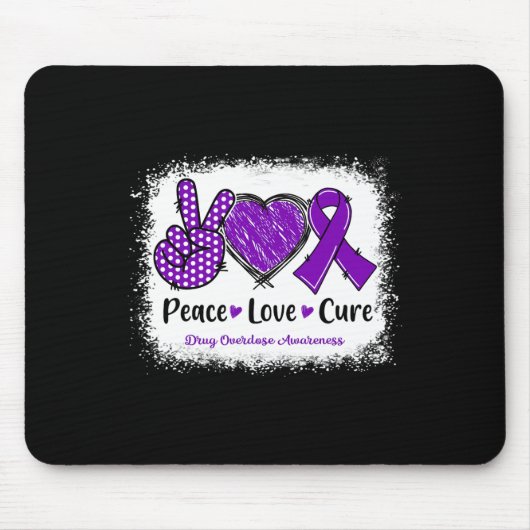 Peace Liebe heilen Medikamentenüberdosierung Lila Mousepad (Vorne)